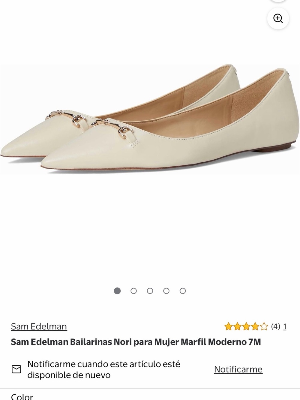 Sam Edelman Pointed Ivory-White Ballet Flat with Gold Bit